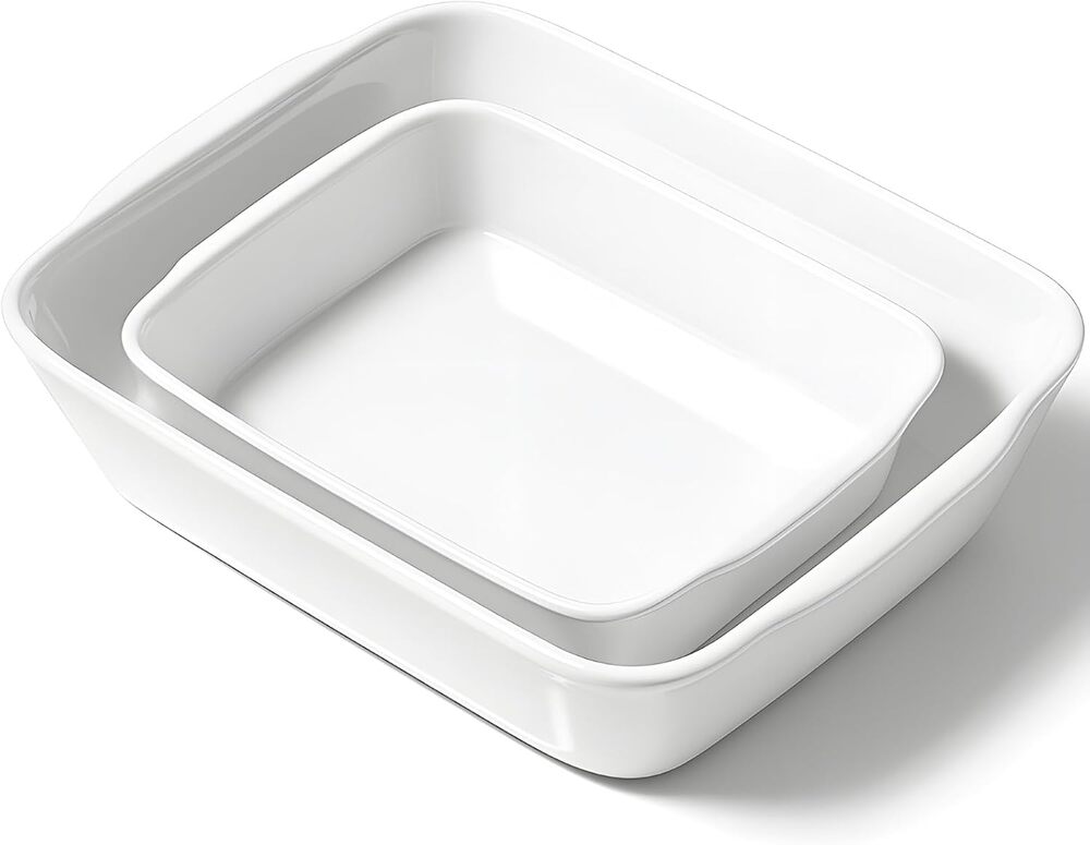 DuraLite Casserole Dish Set for 2, Ceramic Baking Dish 1.5 and 2.5 Qt